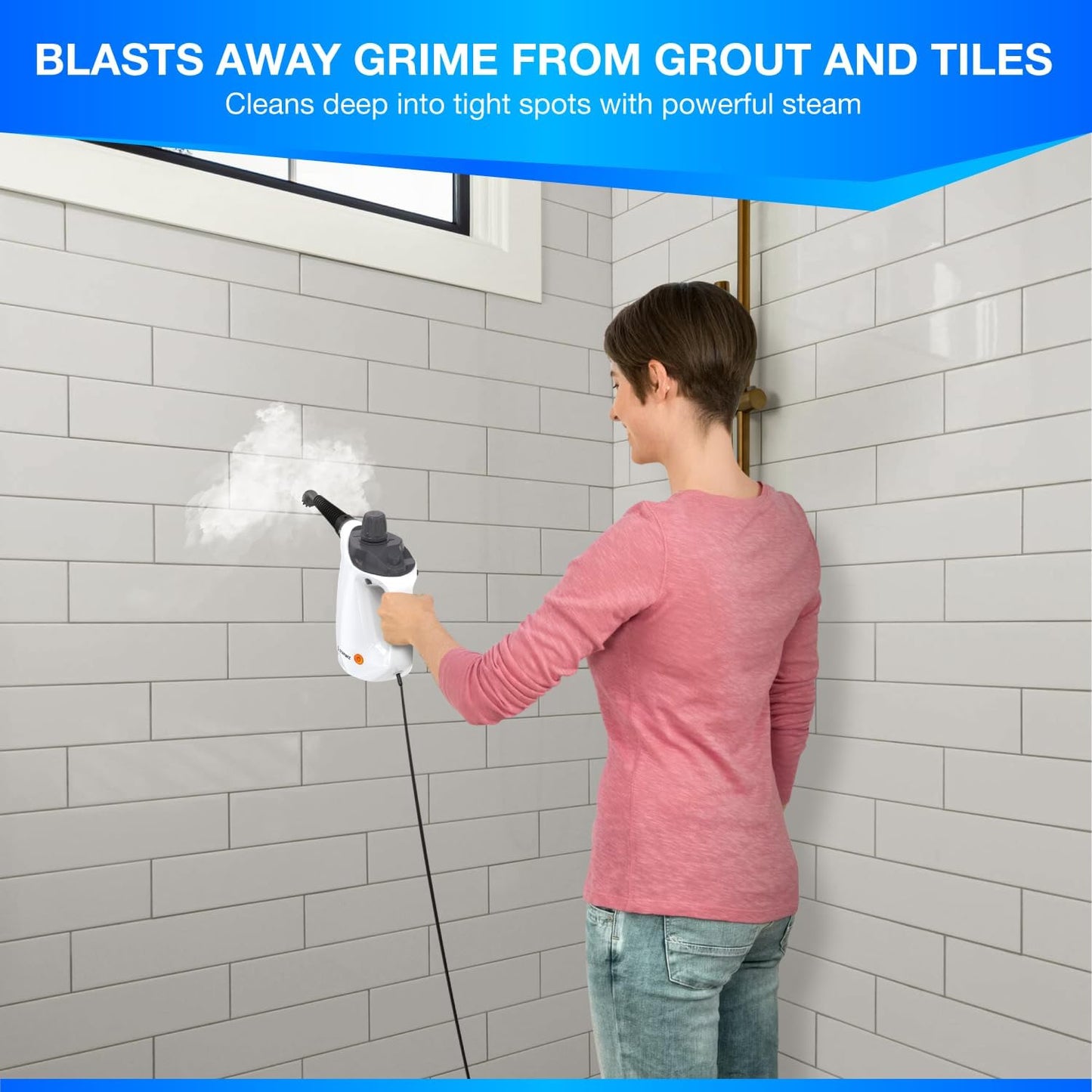 Handheld Steam Cleaner – Multipurpose High-Pressure Steamer with 9-Piece Accessory Set – Powerful Cleaning for Home, Kitchen, Car, and Upholstery – Chemical-Free Surface Cleaner